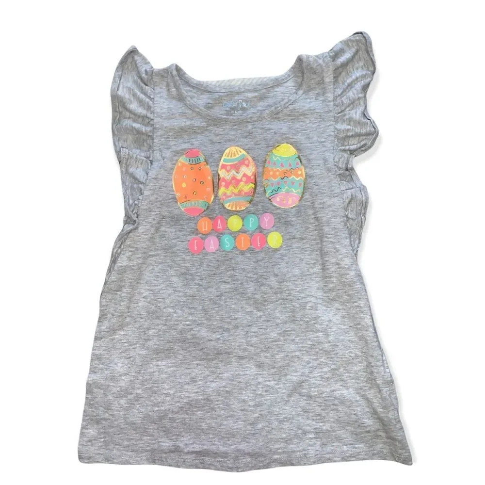 Cat & Jack Easter Egg Shirt Gray Girls Medium 7/8 - Picture 1 of 3